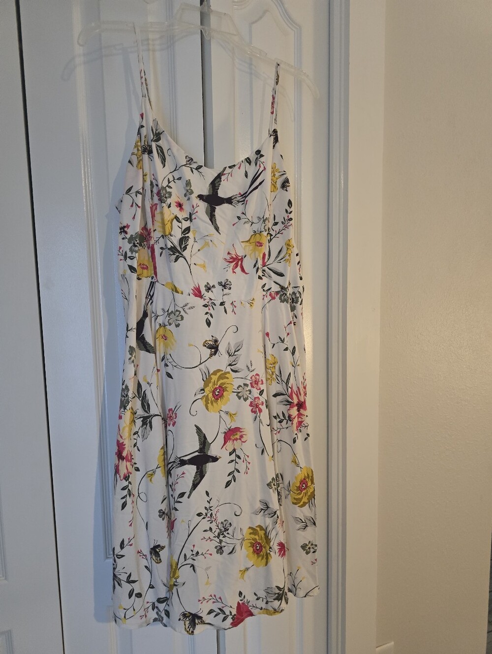 Old Navy White Floral Spaghetti-Strap Mini Dress with Yellow & Pink Blooms XL